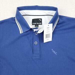 Stone Falcon Polo Shirt Mens Small S Blue Short Sleeve Cotton‎ Blend NWT NEW